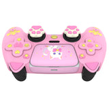 PlayVital Sweetheart Kitty Silicone Cover for ps5 Controller with 6 Joystick Caps and 6 Sticker, Soft Anti-Slip Full Protection Grip Skin Compatible with ps5 Charging Dock - Pink - LRRPFP001