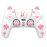 PlayVital Sweetheart Kitty Silicone Cover for ps5 Controller with 6 Joystick Caps and 6 Sticker, Soft Anti-Slip Full Protection Grip Skin Compatible with ps5 Charging Dock - White - LRRPFP002