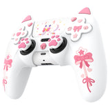 PlayVital Sweetheart Kitty Silicone Cover for ps5 Controller with 6 Joystick Caps and 6 Sticker, Soft Anti-Slip Full Protection Grip Skin Compatible with ps5 Charging Dock - White - LRRPFP002