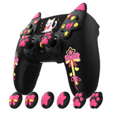 PlayVital Sweetheart Kitty Silicone Cover for ps5 Controller with 6 Joystick Caps and 6 Sticker, Soft Anti-Slip Full Protection Grip Skin Compatible with ps5 Charging Dock - Black - LRRPFP003