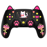 PlayVital Sweetheart Kitty Silicone Cover for ps5 Controller with 6 Joystick Caps and 6 Sticker, Soft Anti-Slip Full Protection Grip Skin Compatible with ps5 Charging Dock - Black - LRRPFP003