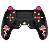 PlayVital Sweetheart Kitty Silicone Cover for ps5 Controller with 6 Joystick Caps and 6 Sticker, Soft Anti-Slip Full Protection Grip Skin Compatible with ps5 Charging Dock - Black - LRRPFP003