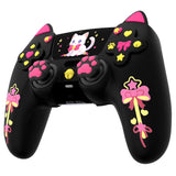 PlayVital Sweetheart Kitty Silicone Cover for ps5 Controller with 6 Joystick Caps and 6 Sticker, Soft Anti-Slip Full Protection Grip Skin Compatible with ps5 Charging Dock - Black - LRRPFP003