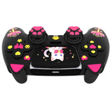 PlayVital Sweetheart Kitty Silicone Cover for ps5 Controller with 6 Joystick Caps and 6 Sticker, Soft Anti-Slip Full Protection Grip Skin Compatible with ps5 Charging Dock - Black - LRRPFP003