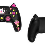 PlayVital Sweetheart Kitty Silicone Cover for ps5 Controller with 6 Joystick Caps and 6 Sticker, Soft Anti-Slip Full Protection Grip Skin Compatible with ps5 Charging Dock - Black - LRRPFP003