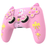 PlayVital Sweetheart Kitty Silicone Cover for ps5 Controller with 6 Joystick Caps and 6 Sticker, Soft Anti-Slip Full Protection Grip Skin Compatible with ps5 Charging Dock - Pink - LRRPFP001