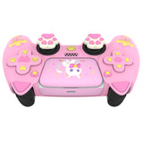 PlayVital Sweetheart Kitty Silicone Cover for ps5 Controller with 6 Joystick Caps and 6 Sticker, Soft Anti-Slip Full Protection Grip Skin Compatible with ps5 Charging Dock - Pink - LRRPFP001