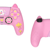 PlayVital Sweetheart Kitty Silicone Cover for ps5 Controller with 6 Joystick Caps and 6 Sticker, Soft Anti-Slip Full Protection Grip Skin Compatible with ps5 Charging Dock - Pink - LRRPFP001