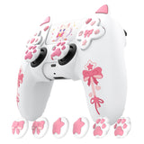 PlayVital Sweetheart Kitty Silicone Cover for ps5 Controller with 6 Joystick Caps and 6 Sticker, Soft Anti-Slip Full Protection Grip Skin Compatible with ps5 Charging Dock - White - LRRPFP002