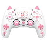 PlayVital Sweetheart Kitty Silicone Cover for ps5 Controller with 6 Joystick Caps and 6 Sticker, Soft Anti-Slip Full Protection Grip Skin Compatible with ps5 Charging Dock - White - LRRPFP002