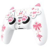 PlayVital Sweetheart Kitty Silicone Cover for ps5 Controller with 6 Joystick Caps and 6 Sticker, Soft Anti-Slip Full Protection Grip Skin Compatible with ps5 Charging Dock - White - LRRPFP002