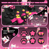 PlayVital Sweetheart Kitty Silicone Skin Compatible with Nintendo Switch Pro Controller – Kawaii Anti-Slip Cover, Switch Pro Controller Joystick Grips & Protective Silicone Case - Black - DHHNPP003