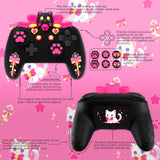 PlayVital Sweetheart Kitty Silicone Skin Compatible with Nintendo Switch Pro Controller – Kawaii Anti-Slip Cover, Switch Pro Controller Joystick Grips & Protective Silicone Case - Black - DHHNPP003