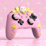 PlayVital Sweetheart Kitty Silicone Skin Compatible with Nintendo Switch Pro Controller – Kawaii Anti-Slip Cover, Switch Pro Controller Joystick Grips & Protective Silicone Case - Pink - DHHNPP001