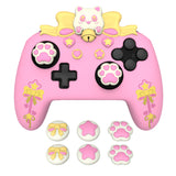 PlayVital Sweetheart Kitty Silicone Skin Compatible with Nintendo Switch Pro Controller – Kawaii Anti-Slip Cover, Switch Pro Controller Joystick Grips & Protective Silicone Case - Pink - DHHNPP001