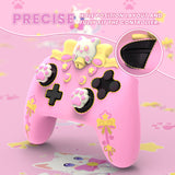 PlayVital Sweetheart Kitty Silicone Skin Compatible with Nintendo Switch Pro Controller – Kawaii Anti-Slip Cover, Switch Pro Controller Joystick Grips & Protective Silicone Case - Pink - DHHNPP001