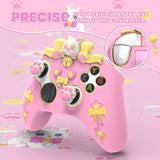 PlayVital Sweetheart Kitty Silicone Cover Compatible with Xbox Series X/S Controller with Thumb Grips and Stickers, Soft Rubber Protector with Anti-Slip Grip for Xbox Core Controller - Pink - XEEX3P001