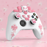 PlayVital Sweetheart Kitty Silicone Cover Compatible with Xbox Series X/S Controller with Thumb Grips and Stickers, Soft Rubber Protector with Anti-Slip Grip for Xbox Core Controller - White - XEEX3P002