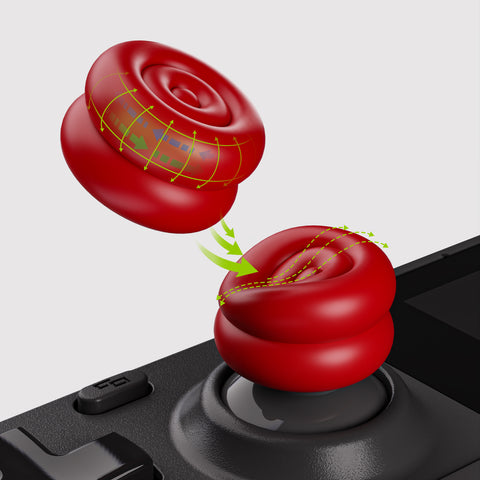 PlayVital Thumb Grips for Steam Deck LCD & OLED (4-Pack), Thumb Cushion Caps with Anti-Slip Texture, Height-Boost Joystick Cover for Steam Deck Accessories, Joystick Protection for PS Portal Remote Player - Passion Red - YFSDM055