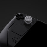 PlayVital Thumb Grip Caps for Steam Deck LCD, for PS Portal Remote Player Silicone Thumbsticks Grips Joystick Caps for Steam Deck OLED - Diamond Grain & Crack Bomb Design - Fleeting Gray - YFSDM034