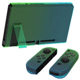 PlayVital UPGRADED Glossy Dockable Case Grip Cover for NS Switch, Ergonomic Protective Case for NS Switch, Separable Protector Hard Shell for Joycon - Gradient Translucent Green Blue - ANSP3009V2