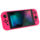 PlayVital UPGRADED Glossy Dockable Case Grip Cover for NS Switch, Ergonomic Protective Case for NS Switch, Separable Protector Hard Shell for Joycon - Bright Pink - ANSP3011