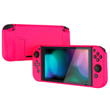 PlayVital UPGRADED Glossy Dockable Case Grip Cover for NS Switch, Ergonomic Protective Case for NS Switch, Separable Protector Hard Shell for Joycon - Bright Pink - ANSP3011