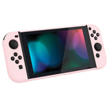 PlayVital UPGRADED Glossy Dockable Case Grip Cover for NS Switch, Ergonomic Protective Case for NS Switch, Separable Protector Hard Shell for Joycon - Cherry Blossoms Pink - ANSP3010