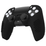 PlayVital Upgraded 3D Studded Edition Black Silicone Cover Skin for PS5 Controller with 6 Thumb Grips & 2 Stickers, Anti-Slip Shockproof Controller Grip Case - Compatible with Charging Dock - TVAPFP001