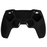 PlayVital Upgraded 3D Studded Edition Black Silicone Cover Skin for PS5 Controller with 6 Thumb Grips & 2 Stickers, Anti-Slip Shockproof Controller Grip Case - Compatible with Charging Dock - TVAPFP001