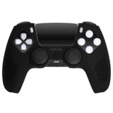 PlayVital Upgraded 3D Studded Edition Black Silicone Cover Skin for PS5 Controller with 6 Thumb Grips & 2 Stickers, Anti-Slip Shockproof Controller Grip Case - Compatible with Charging Dock - TVAPFP001