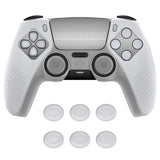 PlayVital Upgraded 3D Studded Edition Clear White Silicone Cover Skin for PS5 Controller with 6 Thumb Grips & 2 Stickers, Anti-Slip Shockproof Controller Grip Case - Compatible with Charging Dock - TVAPFP003