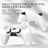 PlayVital Upgraded 3D Studded Edition White Silicone Cover Skin for PS5 Controller with 6 Thumb Grips & 2 Stickers, Anti-Slip Shockproof Controller Grip Case - Compatible with Charging Dock - TVAPFP002