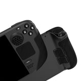 PlayVital Professional Textured Soft Rubber Pads Handle Grips for Steam Deck LCD & OLED, Trackpads Skin Grip Enhancement Back Button Protective Stickers Set with Thumb Grip Caps - Water Ripple Textured Black - FHSDM006
