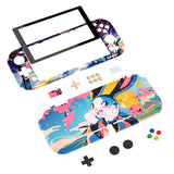 PlayVital ZealProtect Protective Case for Nintendo Switch Lite, Hard Shell Ergonomic Grip Cover for Switch Lite w/Screen Protector & Thumb Grip Caps & Button Caps - Blossom POP Bunny - PSLYR008