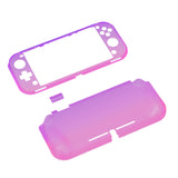 PlayVital ZealProtect Protective Case for Nintendo Switch Lite, Hard Shell Ergonomic Grip Cover for Switch Lite with Screen Protector & Thumb Grip Caps & Button Caps - Clear Atomic Purple Rose Red - PSLYP3012