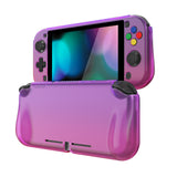 PlayVital ZealProtect Protective Case for Nintendo Switch Lite, Hard Shell Ergonomic Grip Cover for Switch Lite with Screen Protector & Thumb Grip Caps & Button Caps - Clear Atomic Purple Rose Red - PSLYP3012