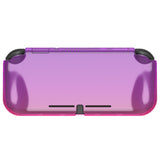 PlayVital ZealProtect Protective Case for Nintendo Switch Lite, Hard Shell Ergonomic Grip Cover for Switch Lite with Screen Protector & Thumb Grip Caps & Button Caps - Clear Atomic Purple Rose Red - PSLYP3012