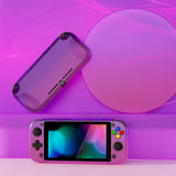 PlayVital ZealProtect Protective Case for Nintendo Switch Lite, Hard Shell Ergonomic Grip Cover for Switch Lite with Screen Protector & Thumb Grip Caps & Button Caps - Clear Atomic Purple Rose Red - PSLYP3012