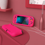 PlayVital ZealProtect Protective Case for Nintendo Switch Lite, Hard Shell Ergonomic Grip Cover for Switch Lite with Screen Protector & Thumb Grip Caps & Button Caps - Bright Pink - PSLYP3016