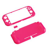 PlayVital ZealProtect Protective Case for Nintendo Switch Lite, Hard Shell Ergonomic Grip Cover for Switch Lite with Screen Protector & Thumb Grip Caps & Button Caps - Bright Pink - PSLYP3016