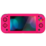 PlayVital ZealProtect Protective Case for Nintendo Switch Lite, Hard Shell Ergonomic Grip Cover for Switch Lite with Screen Protector & Thumb Grip Caps & Button Caps - Bright Pink - PSLYP3016