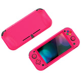 PlayVital ZealProtect Protective Case for Nintendo Switch Lite, Hard Shell Ergonomic Grip Cover for Switch Lite with Screen Protector & Thumb Grip Caps & Button Caps - Bright Pink - PSLYP3016