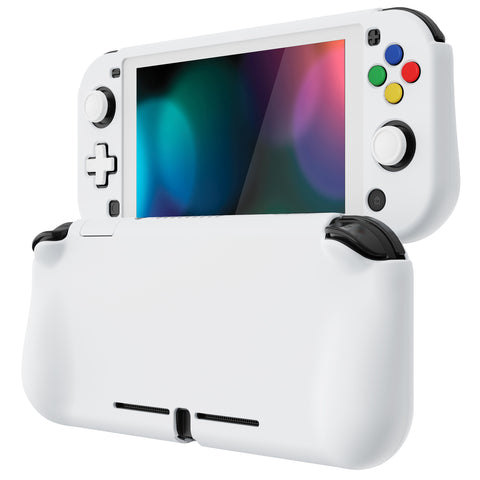 PlayVital ZealProtect Protective Case for Nintendo Switch Lite, Hard Shell Ergonomic Grip Cover for Nintendo Switch Lite with Screen Protector & Thumb Grip Caps & Button Caps - White - PSLYP3019