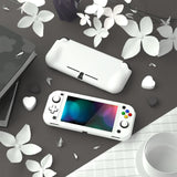 PlayVital ZealProtect Protective Case for Nintendo Switch Lite, Hard Shell Ergonomic Grip Cover for Nintendo Switch Lite with Screen Protector & Thumb Grip Caps & Button Caps - White - PSLYP3019