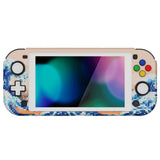 PlayVital ZealProtect Protective Case for Nintendo Switch Lite, Hard Shell Ergonomic Grip Cover for Switch Lite w/Screen Protector & Thumb Grip Caps & Button Caps - Pixel Great Wave - PSLYR014