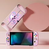 PlayVital ZealProtect Soft Protective Case for Switch OLED, Flexible Protector Joycon Grip Cover for Switch OLED with Thumb Grip Caps & ABXY Direction Button Caps - Celestial Serpent's Embrace - XSOYV6051