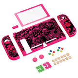 PlayVital ZealProtect Soft Protective Case for Nintendo Switch, Flexible Cover for Switch with Tempered Glass Screen Protector & Thumb Grips & ABXY Direction Button Caps - VV & Bright Pink - RNSYV6059