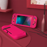 PlayVital ZealProtect Soft Protective Case for Nintendo Switch, Flexible Cover Protector for Nintendo Switch with Tempered Glass Screen Protector & Thumb Grip Caps & ABXY Direction Button Caps - Bright Pink - RNSYM5013