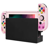 PlayVital ZealProtect Soft Protective Case for Nintendo Switch, Flexible Cover for Switch with Tempered Glass Screen Protector & Thumb Grips & ABXY Direction Button Caps - PP & Pink - RNSYV6061